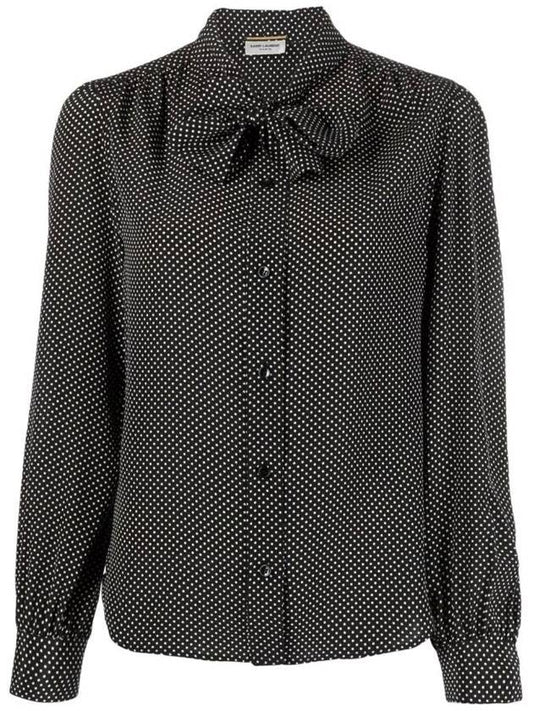 Saint Laurent polka dot pussy bow blouse