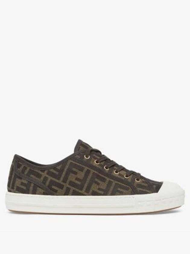 Fendi FF Motif Jacquard Low-Top Sneakers Brown