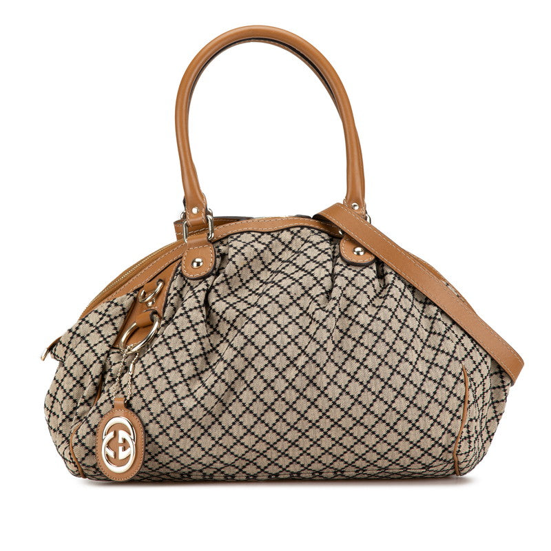 Gucci Sukey Diamante Canvas Leather 2way Bag