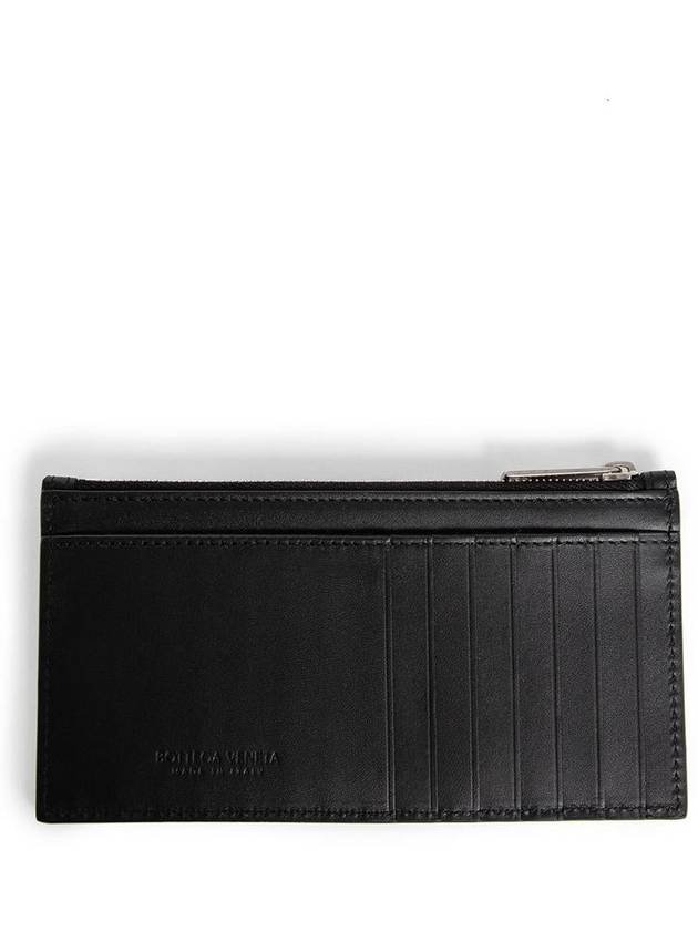 Bottega Veneta Intrecciato Zipper Card Wallet Black