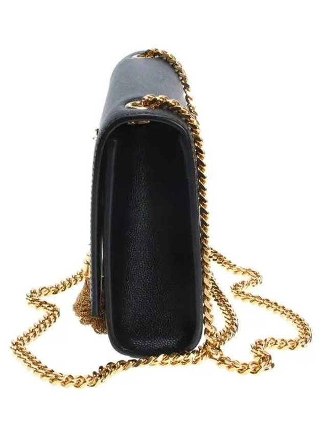 Saint Laurent Kate Grain de Poudre Embossed Leather Chain Small Shoulder Bag Black