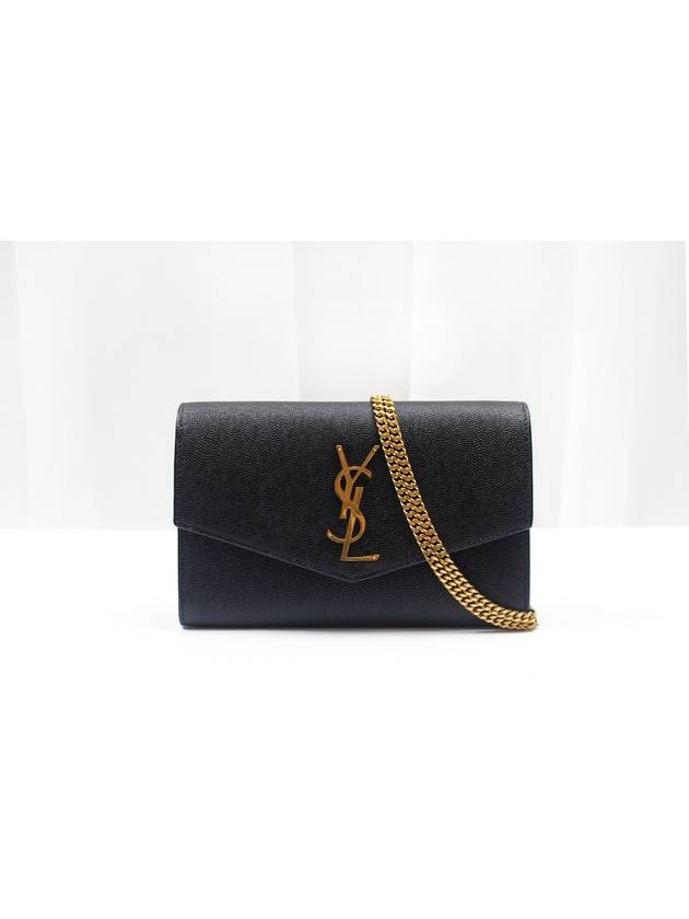 Saint Laurent Monogram Uptown Chain Gold Plated Black Shoulder Bag 607788