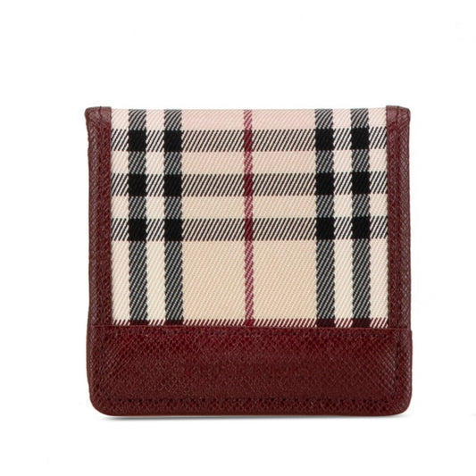 Burberry  Wine Canvas Leather Wallet (Bi-Fold) ()