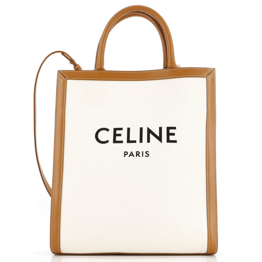 Celine Vertical Cabas Tote Canvas with Leather Small