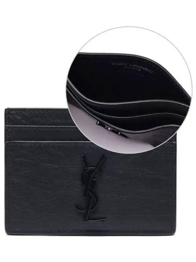 Saint Laurent Monogram Crocodile Leather Card Wallet Black