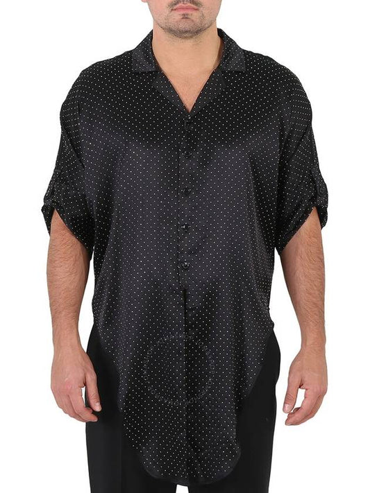 Saint Laurent Saint Laurent Micro Stud Details Knot-hem Silk Shirt, Brand Size 39