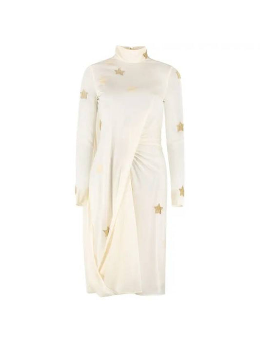 Burberry Star Patch High Neck Midi Dress Ivory