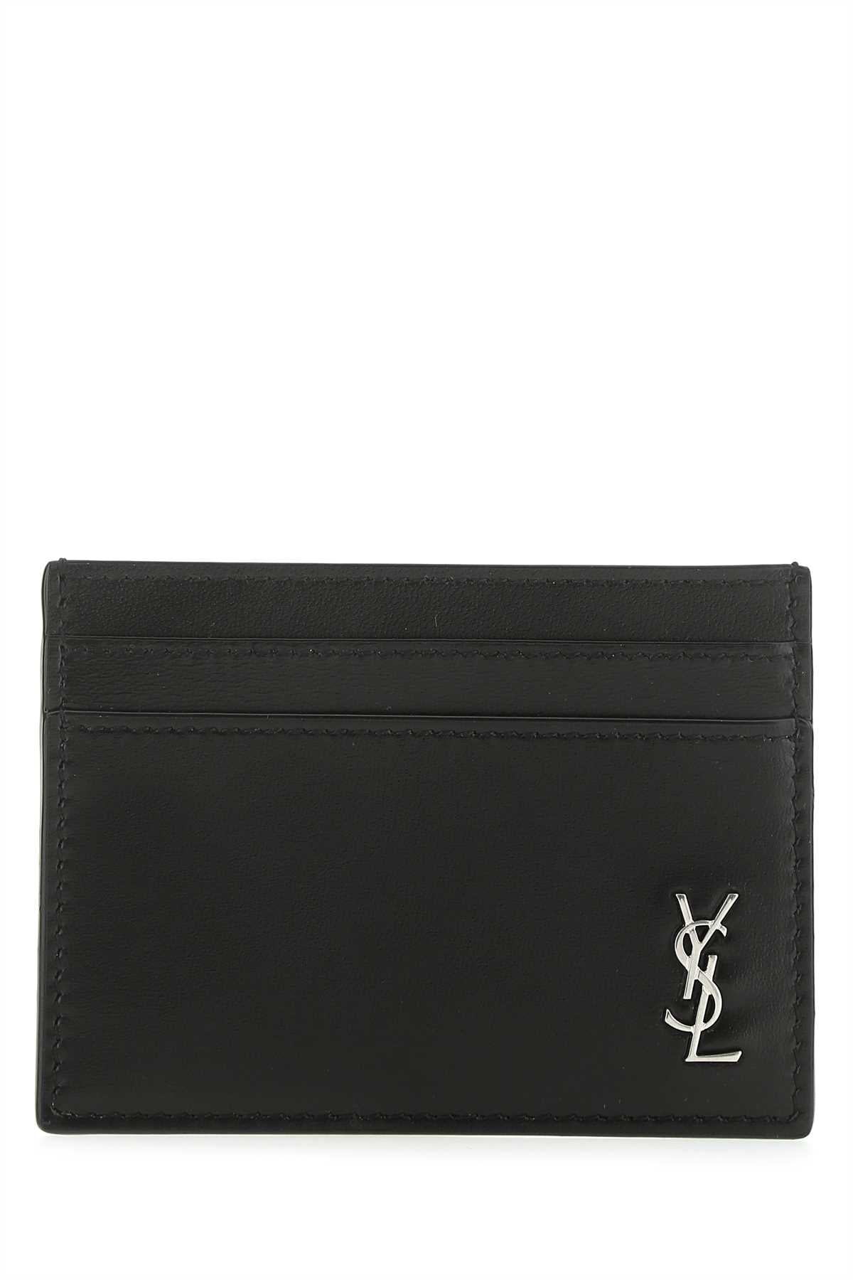 Saint Laurent Men Black Leather Card Holder