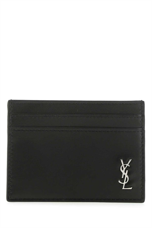 Saint Laurent Men Black Leather Card Holder