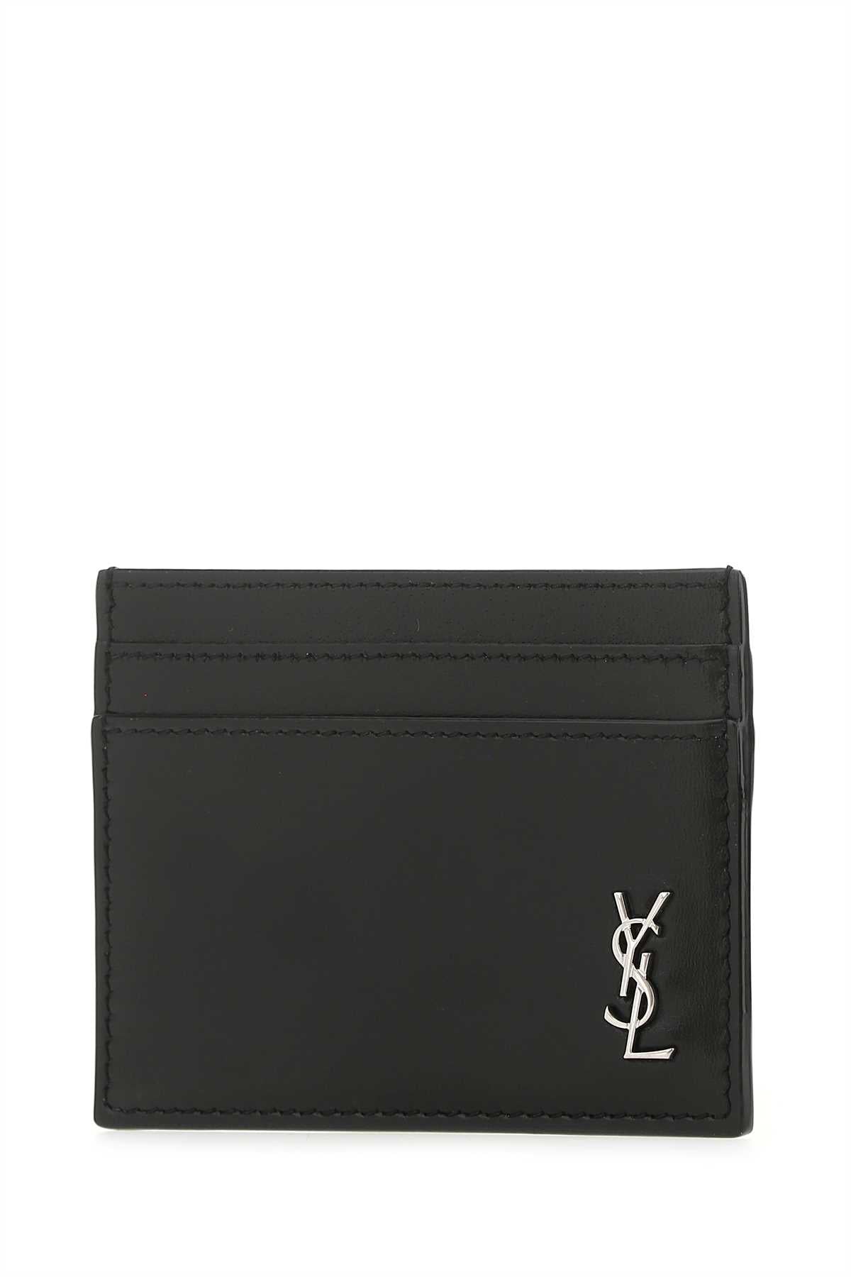 Saint Laurent Men Black Leather Card Holder