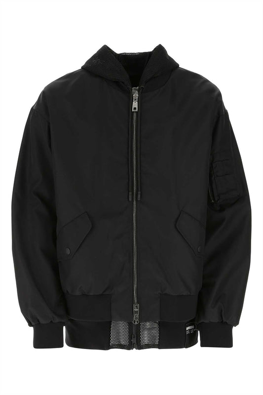 Dolce & Gabbana Men Black Nylon Bomber Jacket