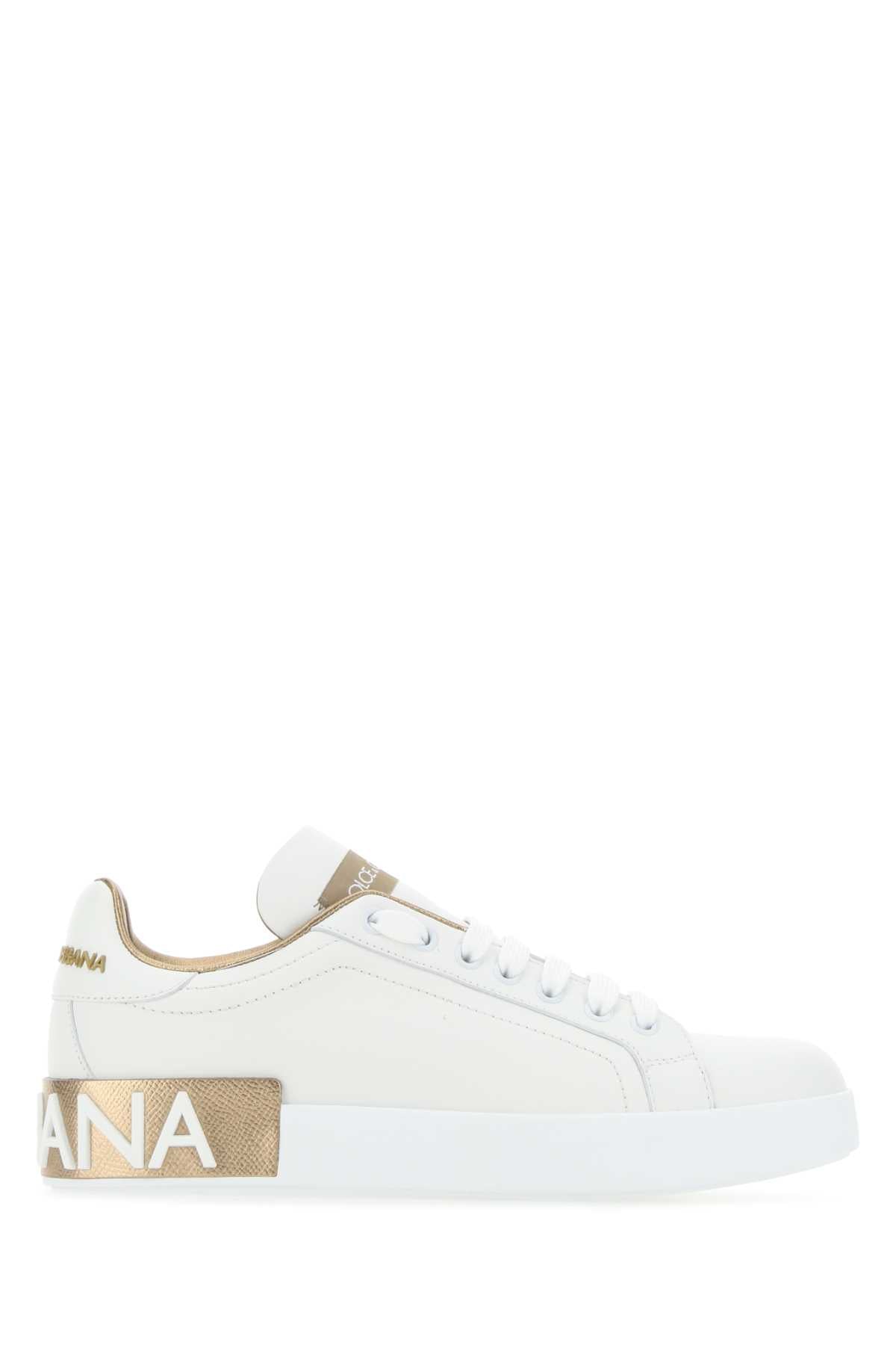 Dolce & Gabbana Women White Nappa Leather Portofino Sneakers