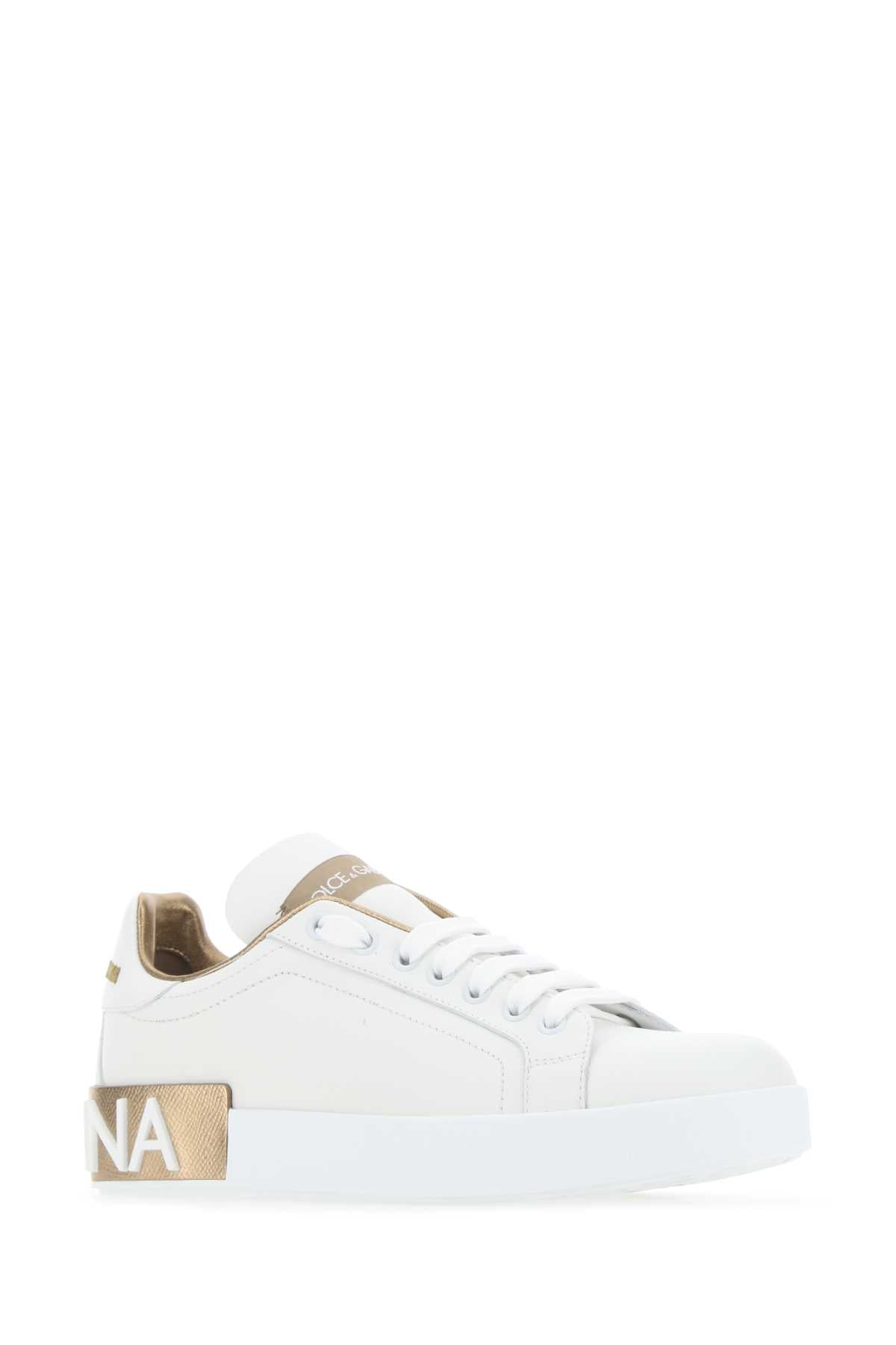 Dolce & Gabbana Women White Nappa Leather Portofino Sneakers
