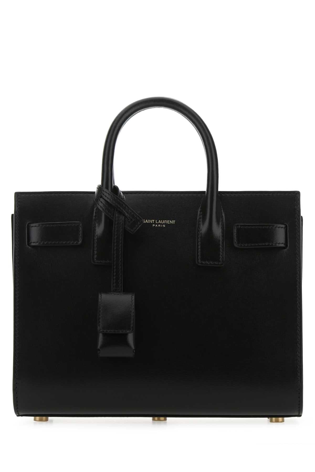 Saint Laurent Women Black Leather Nano Sac De Jour Handbag