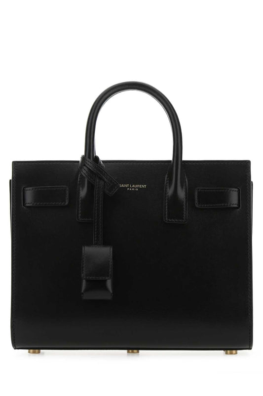 Saint Laurent Women Black Leather Nano Sac De Jour Handbag