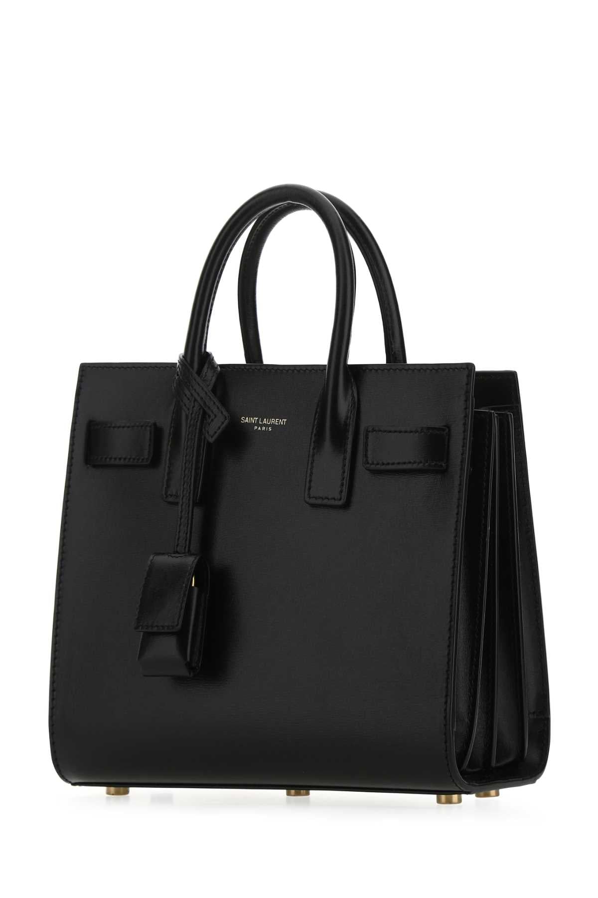 Saint Laurent Women Black Leather Nano Sac De Jour Handbag