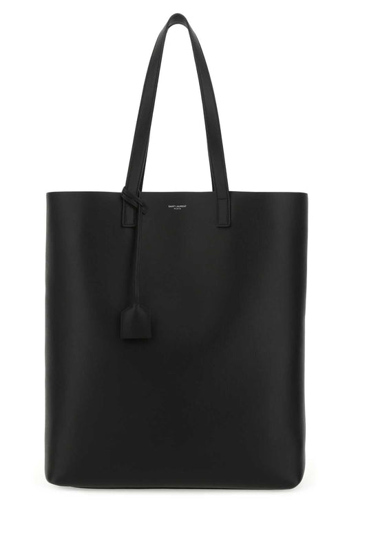 Saint Laurent Men Black Leather Bold Shopping Bag