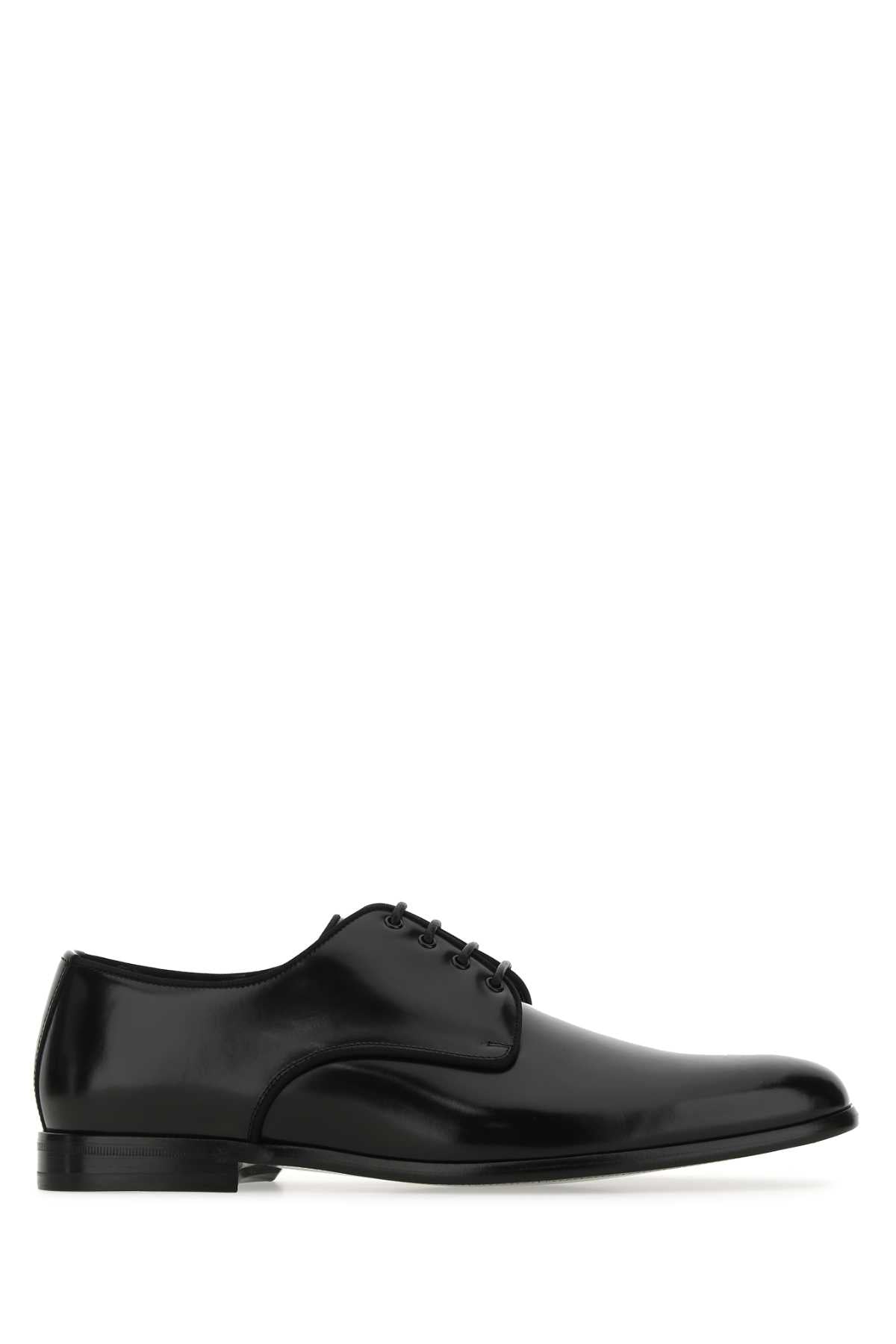 Dolce & Gabbana Men Black Leather Lace-Up Shoes