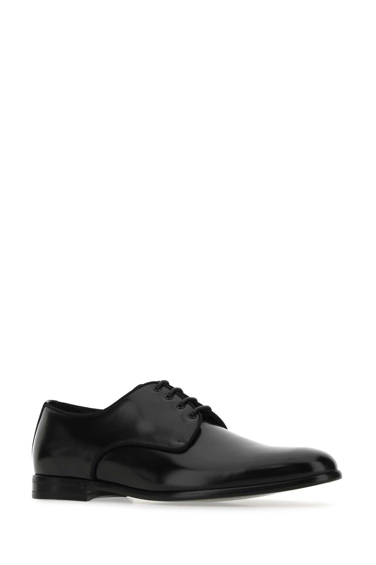 Dolce & Gabbana Men Black Leather Lace-Up Shoes