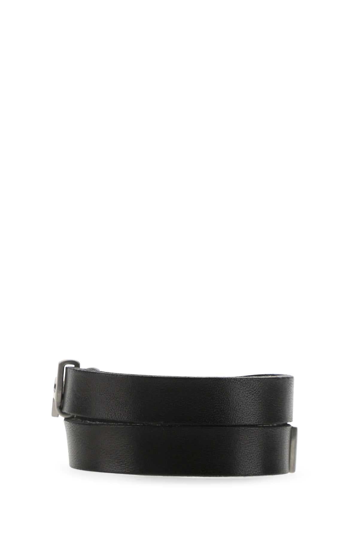 Saint Laurent Men Black Leather Opyum Bracelet