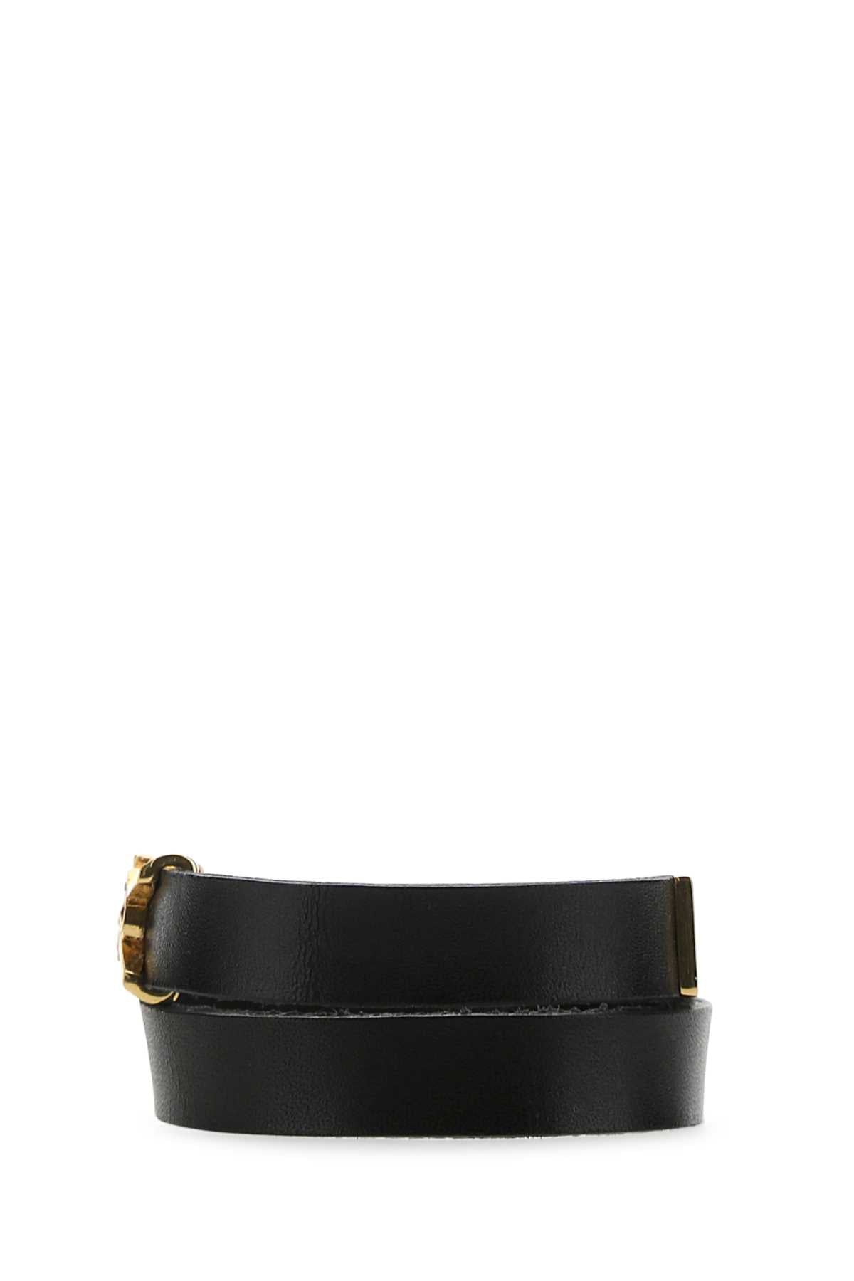 Saint Laurent Men Black Leather Opyum Bracelet
