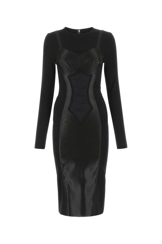 Dolce & Gabbana Women Black Stretch Viscose Blend Dress