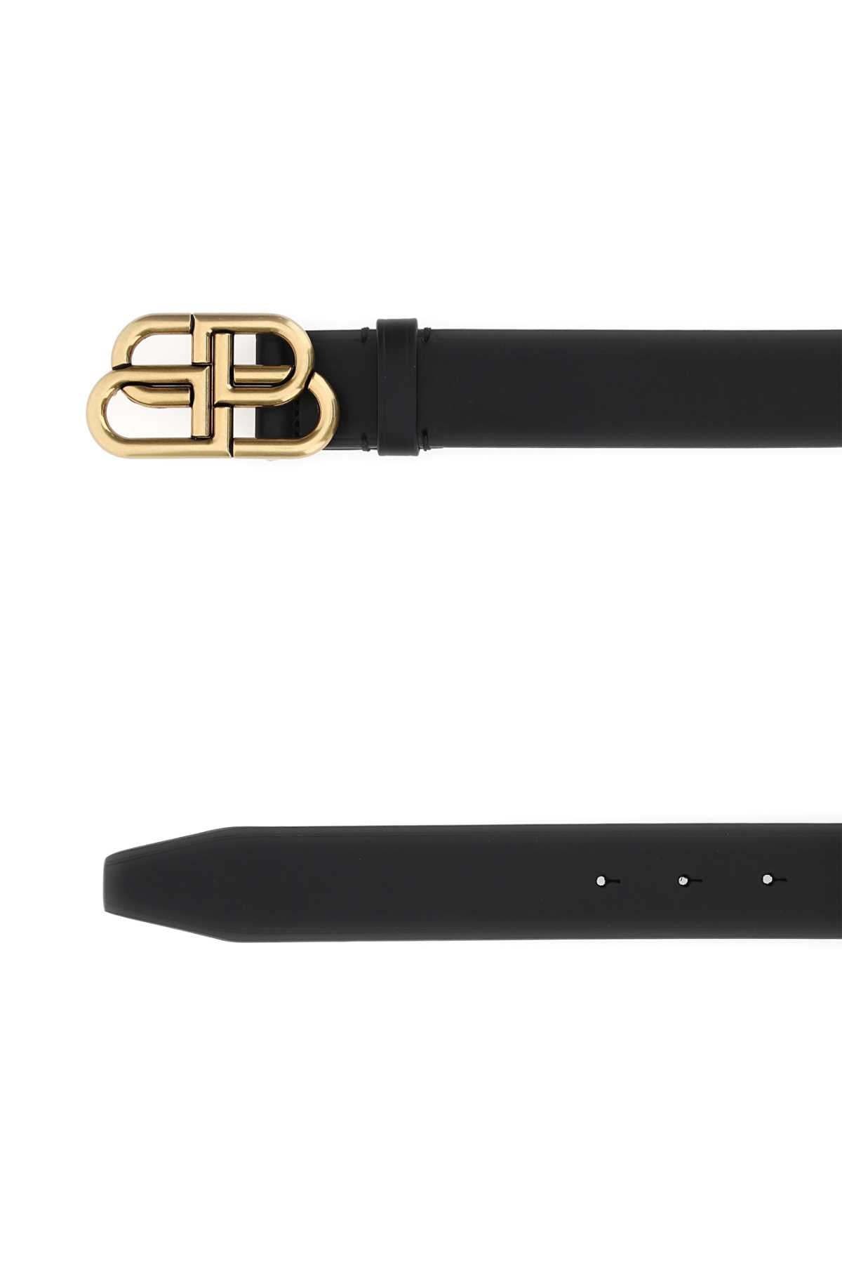 Balenciaga Men Black Leather Bb Belt