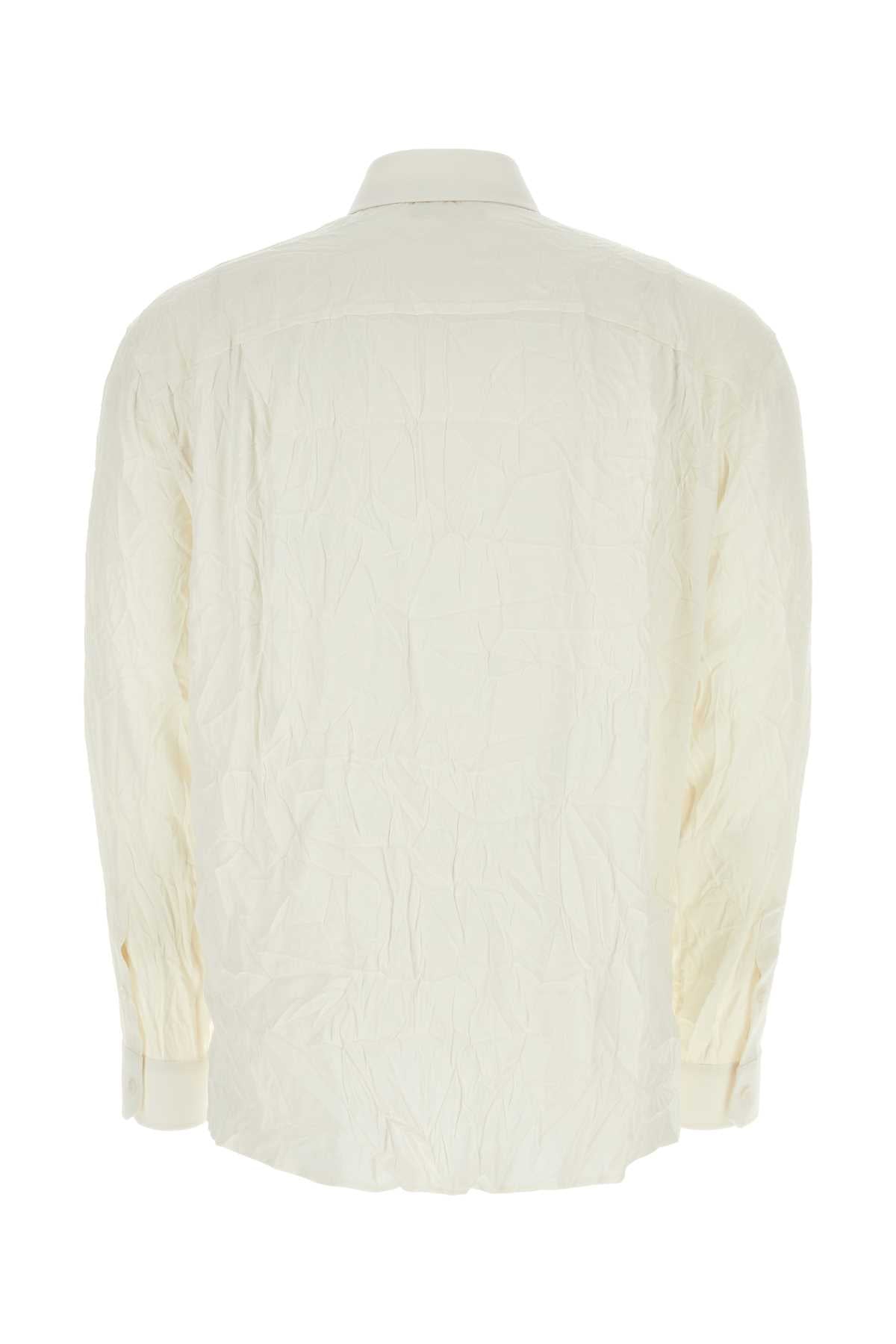 Dolce & Gabbana Men Ivory Stretch Silk Shirt