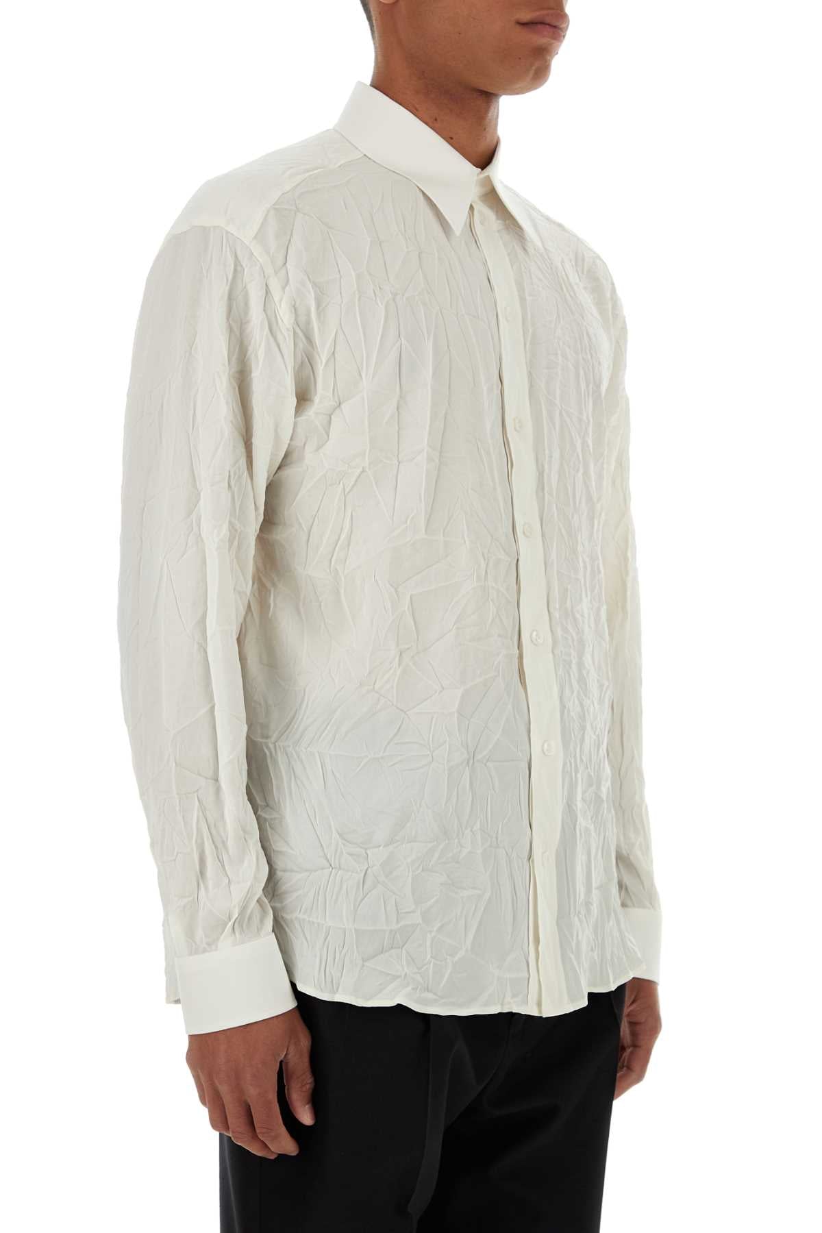 Dolce & Gabbana Men Ivory Stretch Silk Shirt