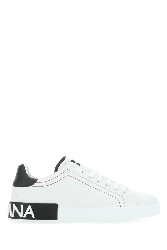Dolce & Gabbana Men White Nappa Leather Portofino Sneakers