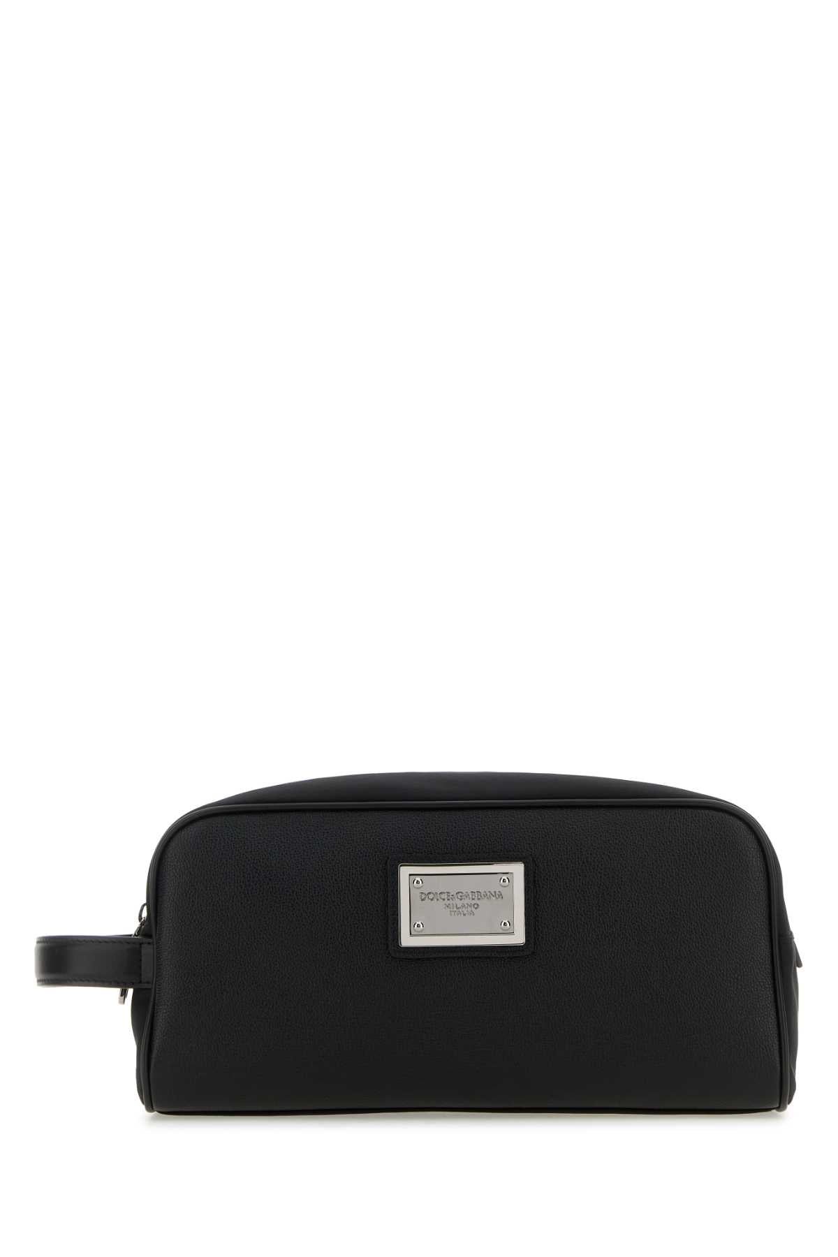 Dolce & Gabbana Men Black Nylon And Leather Beauty Case
