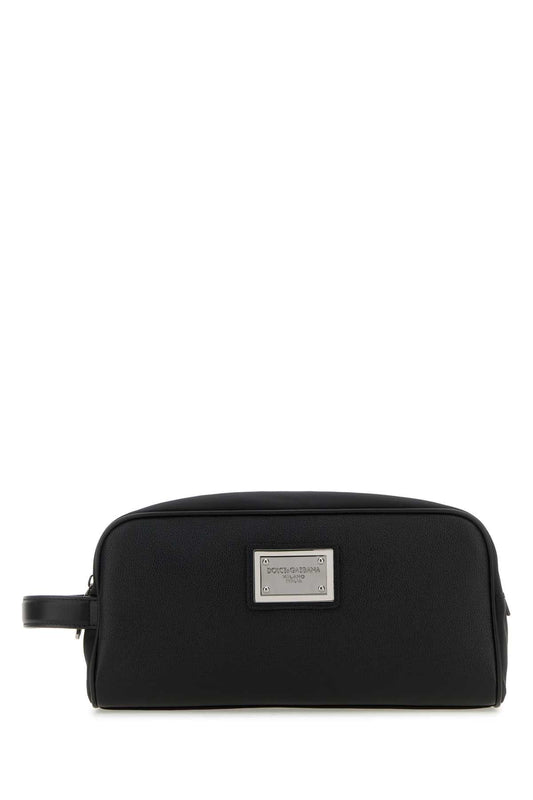 Dolce & Gabbana Men Black Nylon And Leather Beauty Case