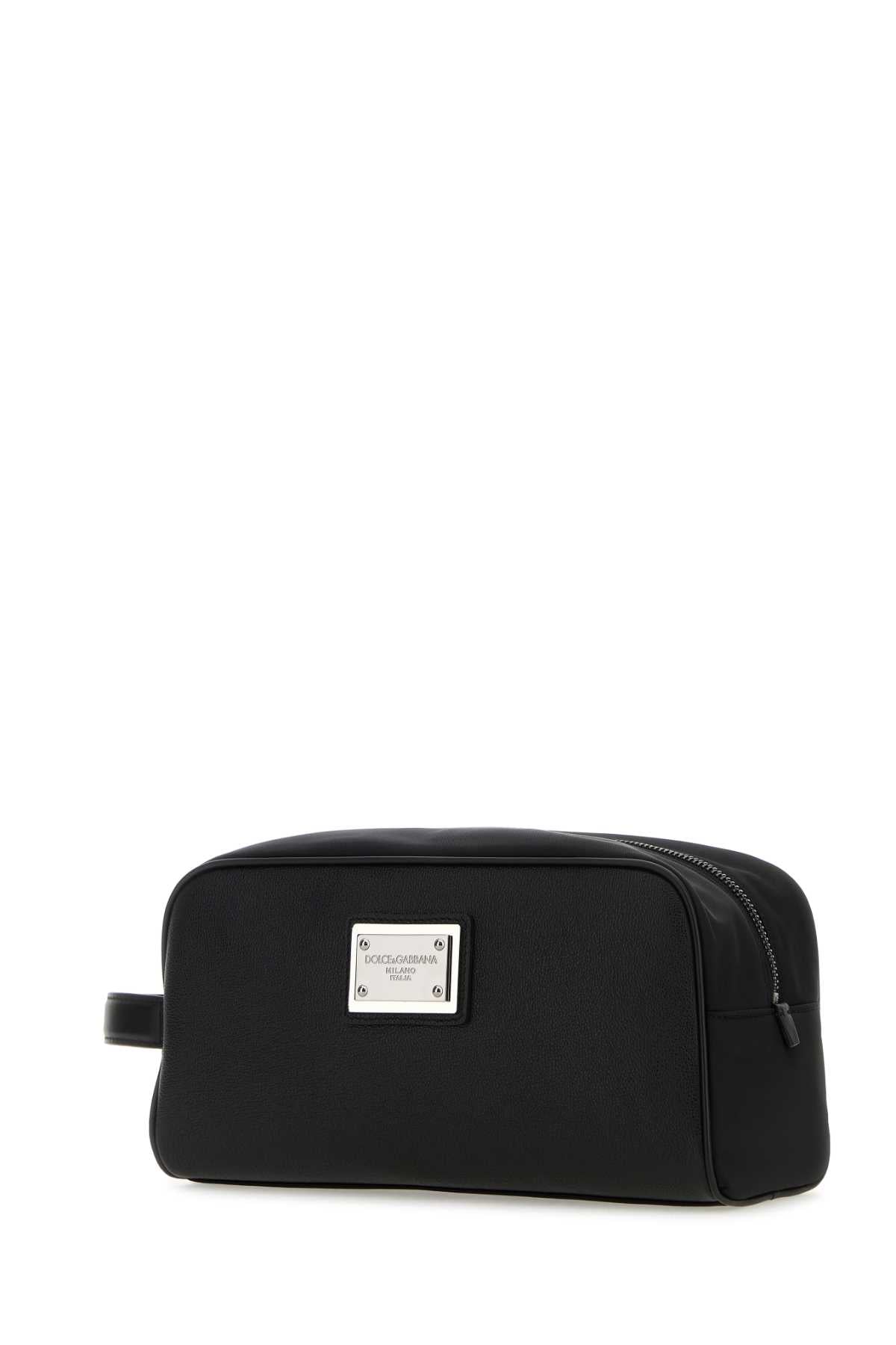 Dolce & Gabbana Men Black Nylon And Leather Beauty Case
