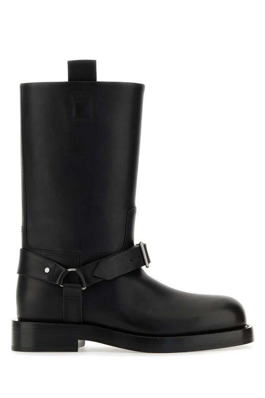 Burberry Men Black Leather Ankle Boots
