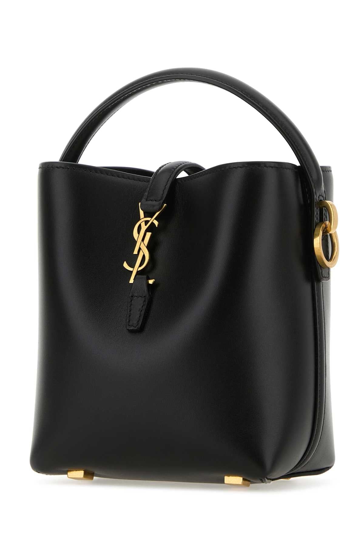 Saint Laurent Women Black Leather Mini Le 37 Bucket Bag