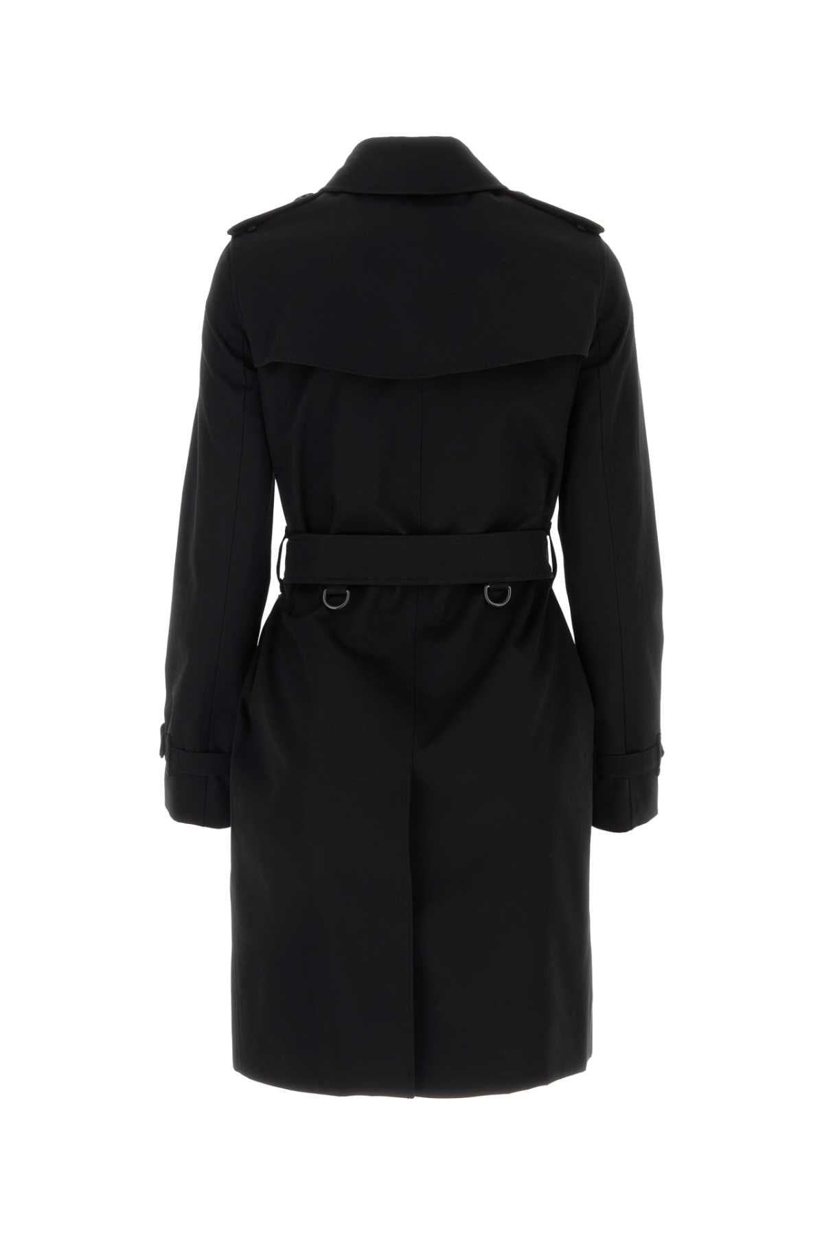 Burberry Women Black Gabardine Trench Coat