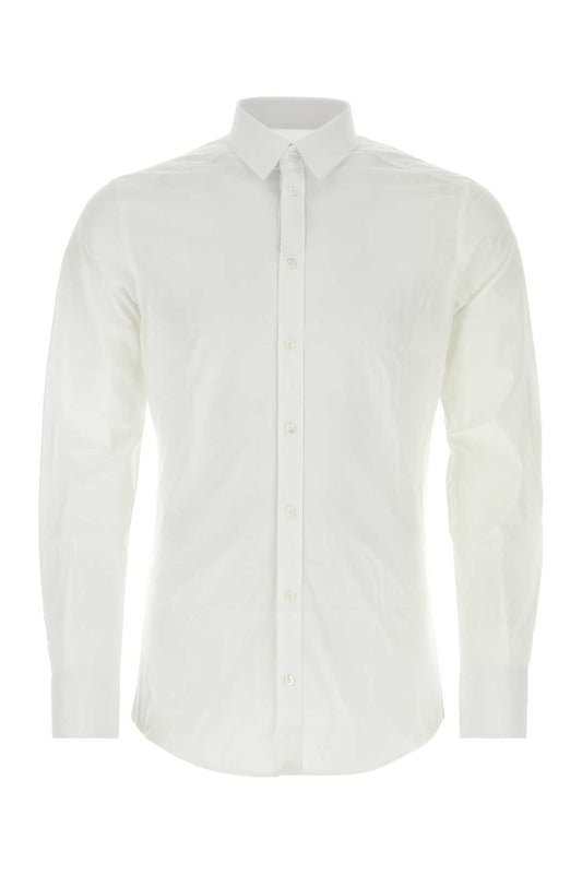 Dolce & Gabbana Men White Stretch Poplin Shirt