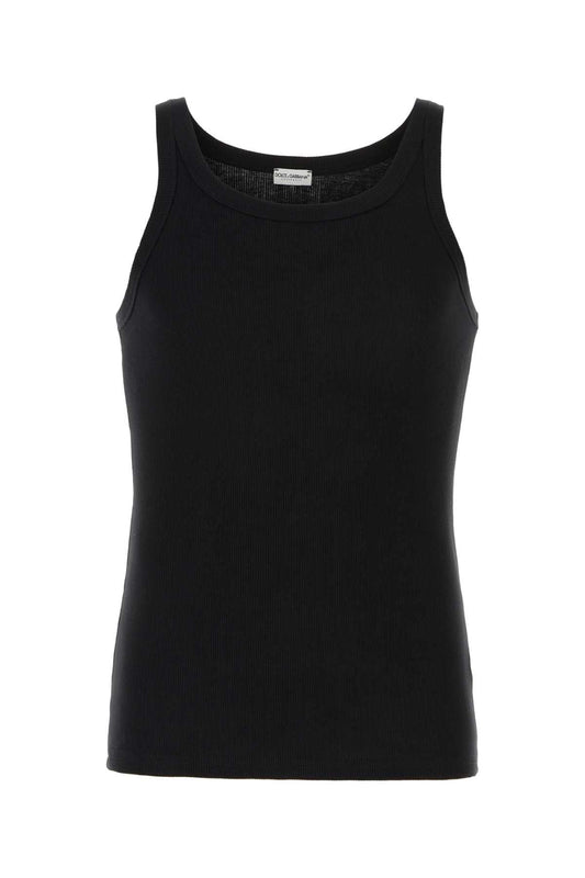 Dolce & Gabbana Men Black Cotton Marcello Tank Top