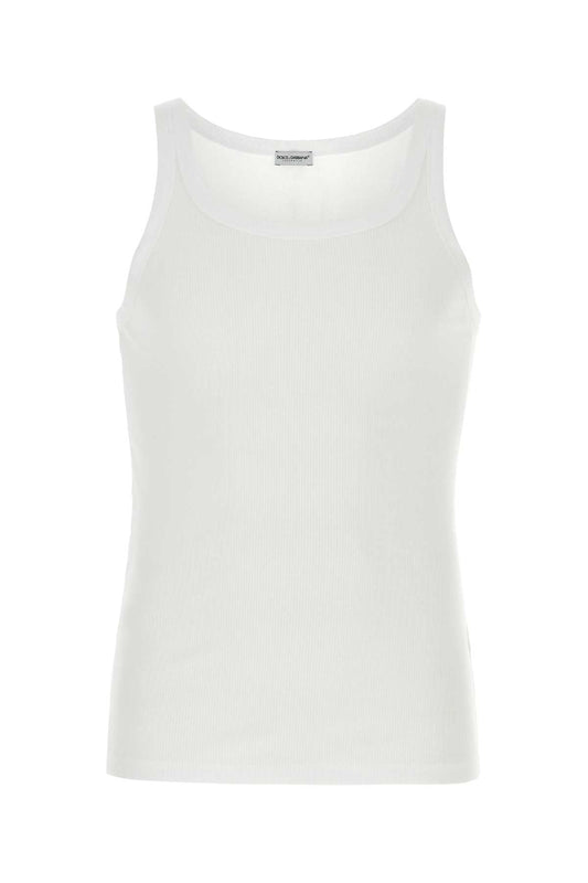 Dolce & Gabbana Men White Cotton Marcello Tank Top