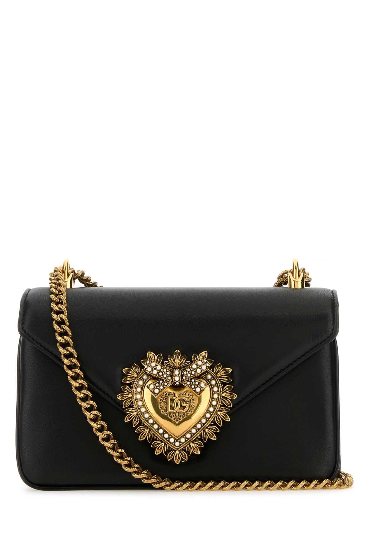 Dolce & Gabbana Women Black Nappa Leather Devotion Shoulder Bag