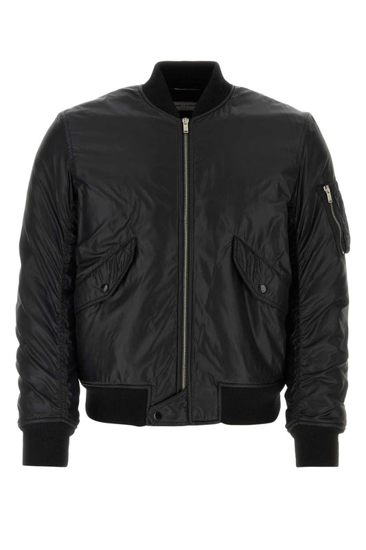Saint Laurent Men Black Nylon Bomber Jacket