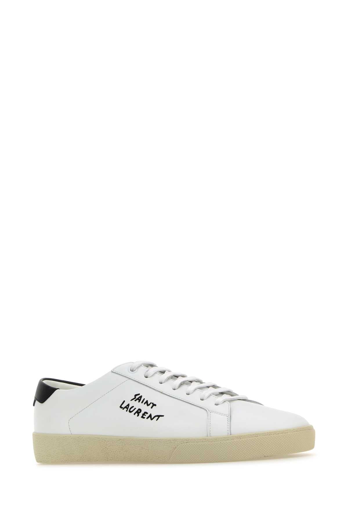 Saint Laurent Men White Leather Court Sl/06 Sneakers