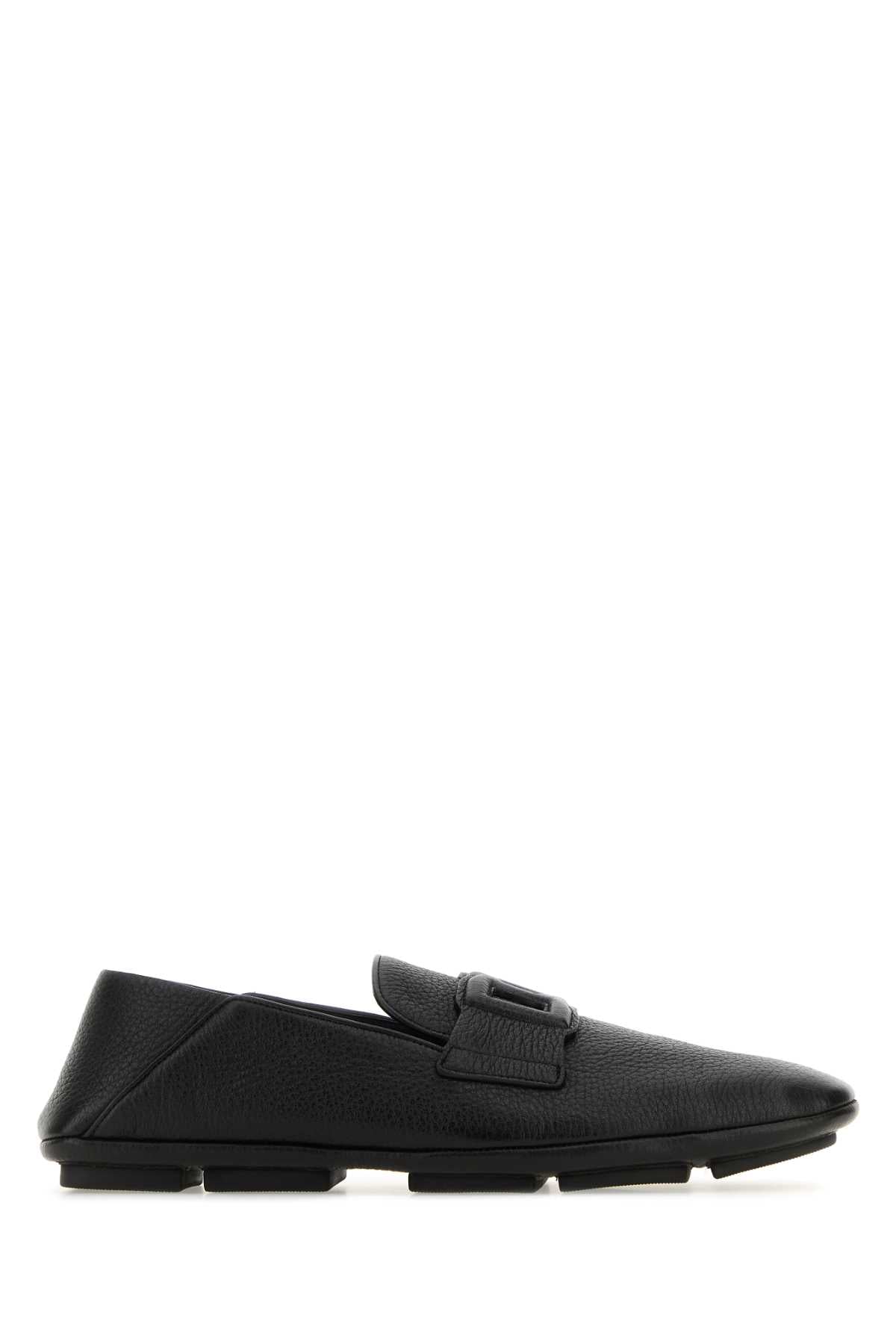 Dolce & Gabbana Men Black Leather Driver Loafers