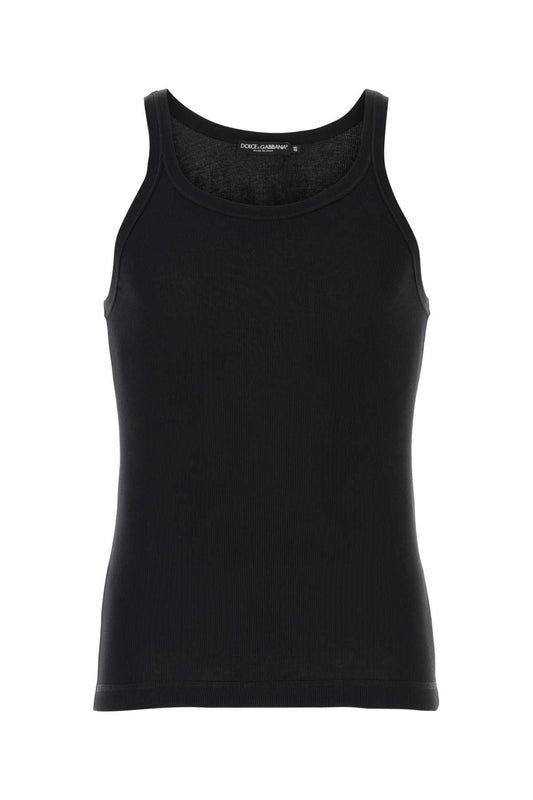 Dolce & Gabbana Men Black Cotton Tank Top