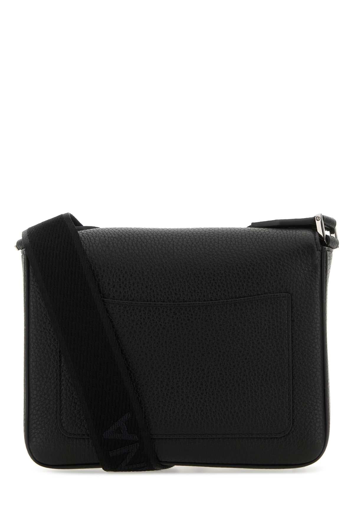 Dolce & Gabbana Men Black Leather Medium Dg Logo Crossbody Bag