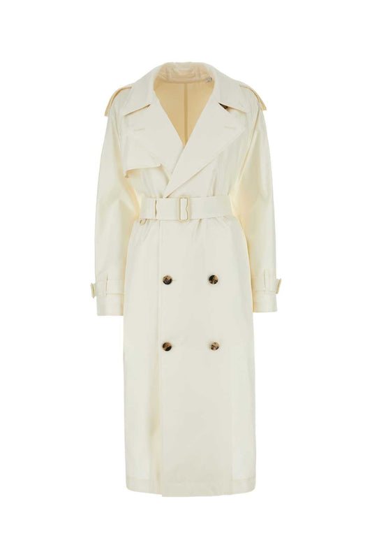 Burberry Women Ivory Silk Trench Coat