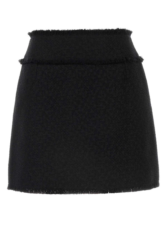 Dolce & Gabbana Women Black Tweed Mini Skirt