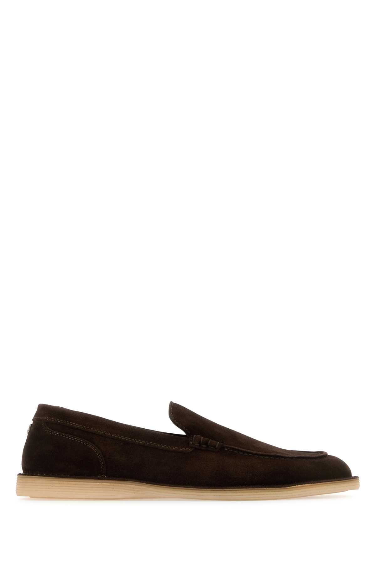Dolce & Gabbana Men Chocolate Suede New Florio Loafers
