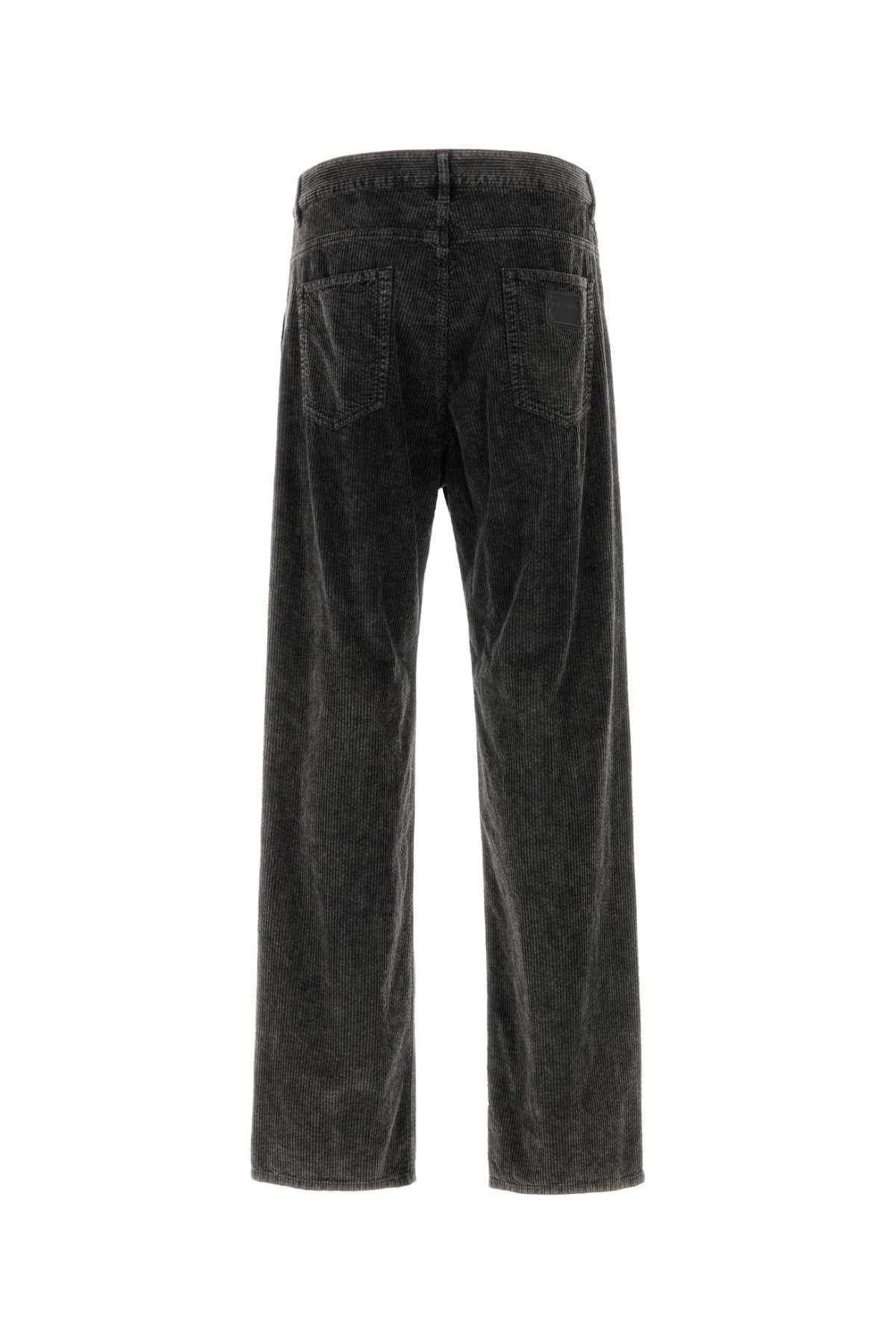 Dolce & Gabbana Men Charcoal Stretch Corduroy Pant