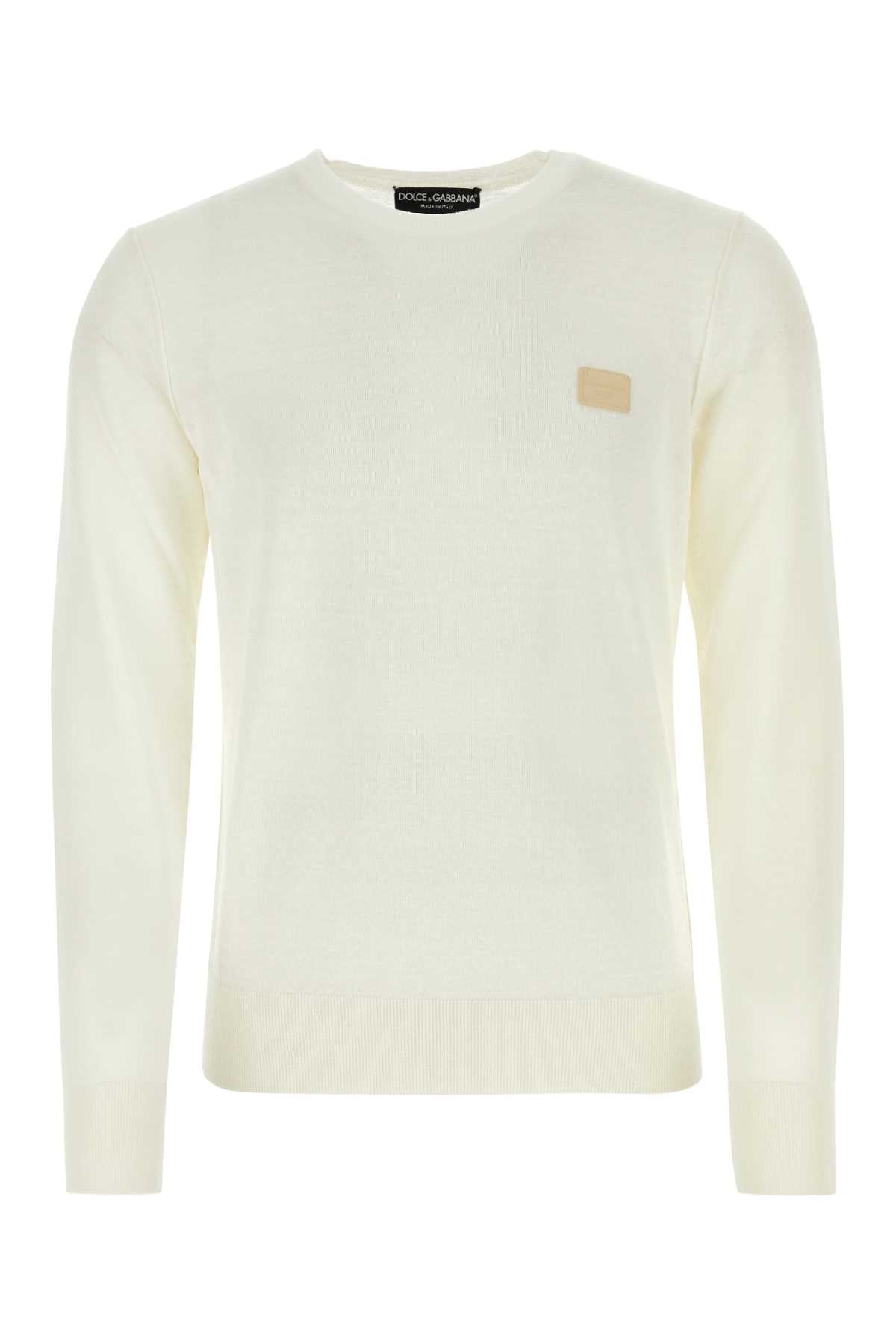 Dolce & Gabbana Men Ivory Linen Blend Sweater